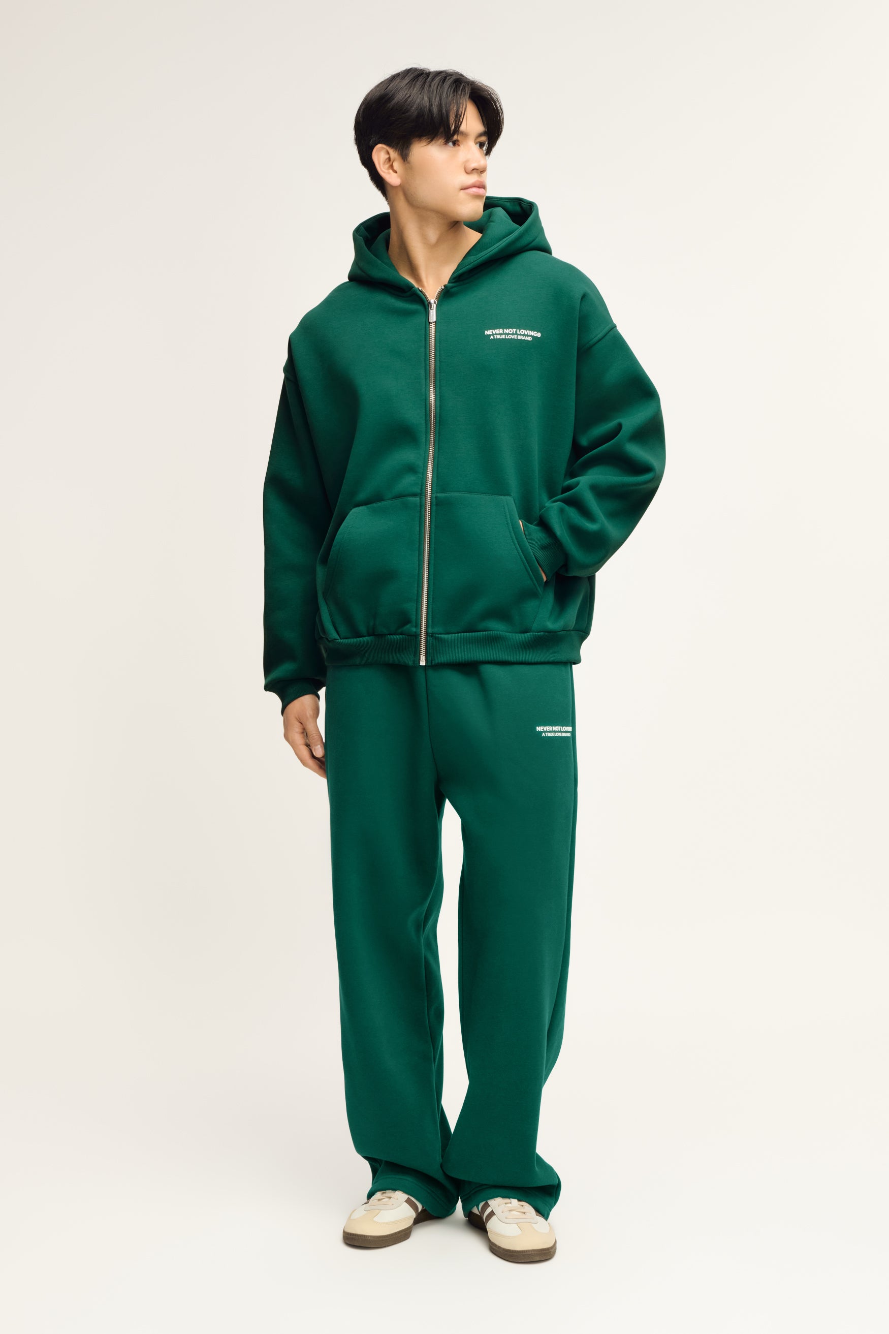 Glint Sweat Jacket Moss Green Unisex