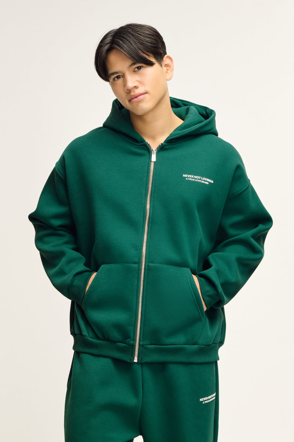 Glint Sweat Jacket Moss Green Unisex