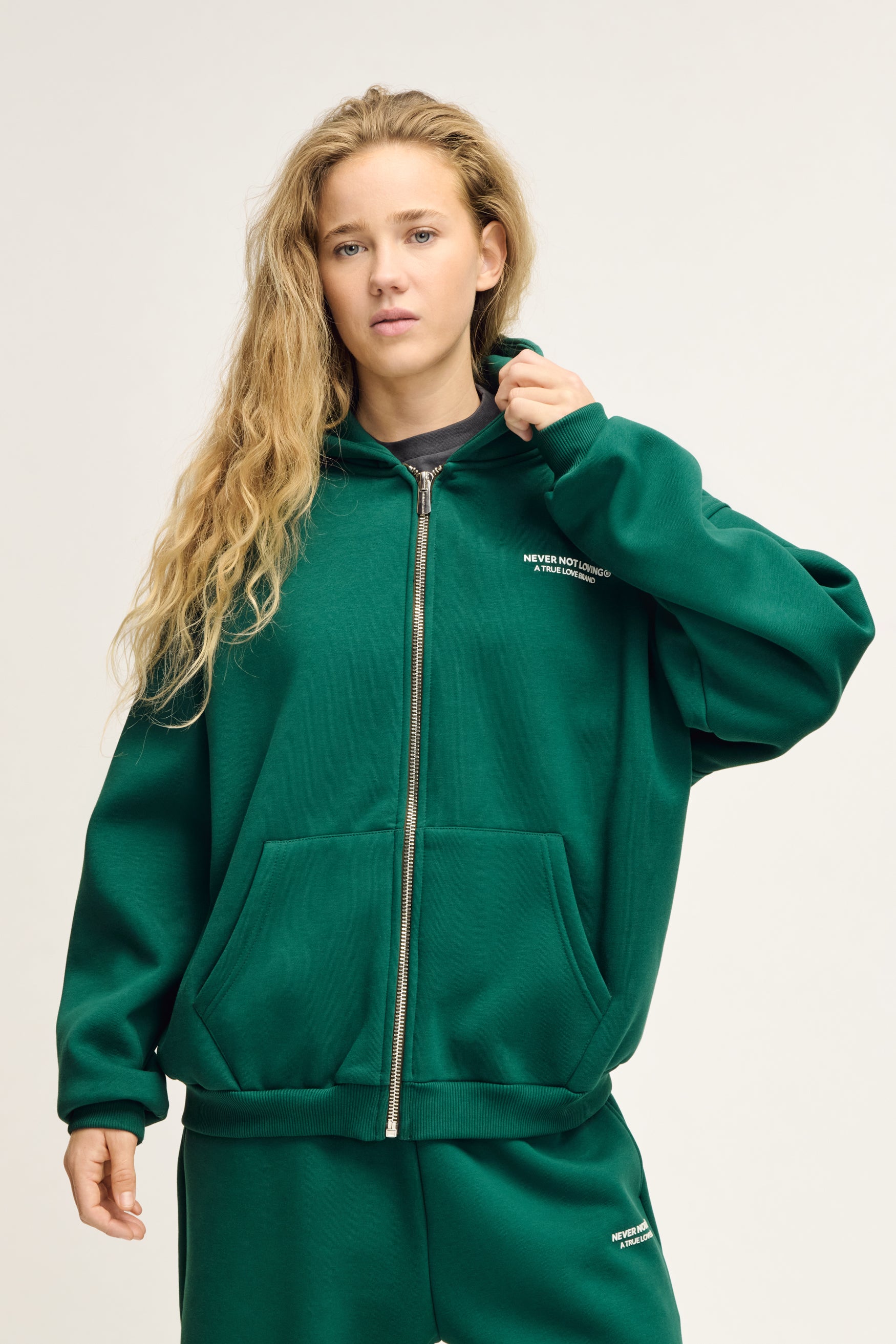 Glint Sweat Jacket Moss Green Unisex