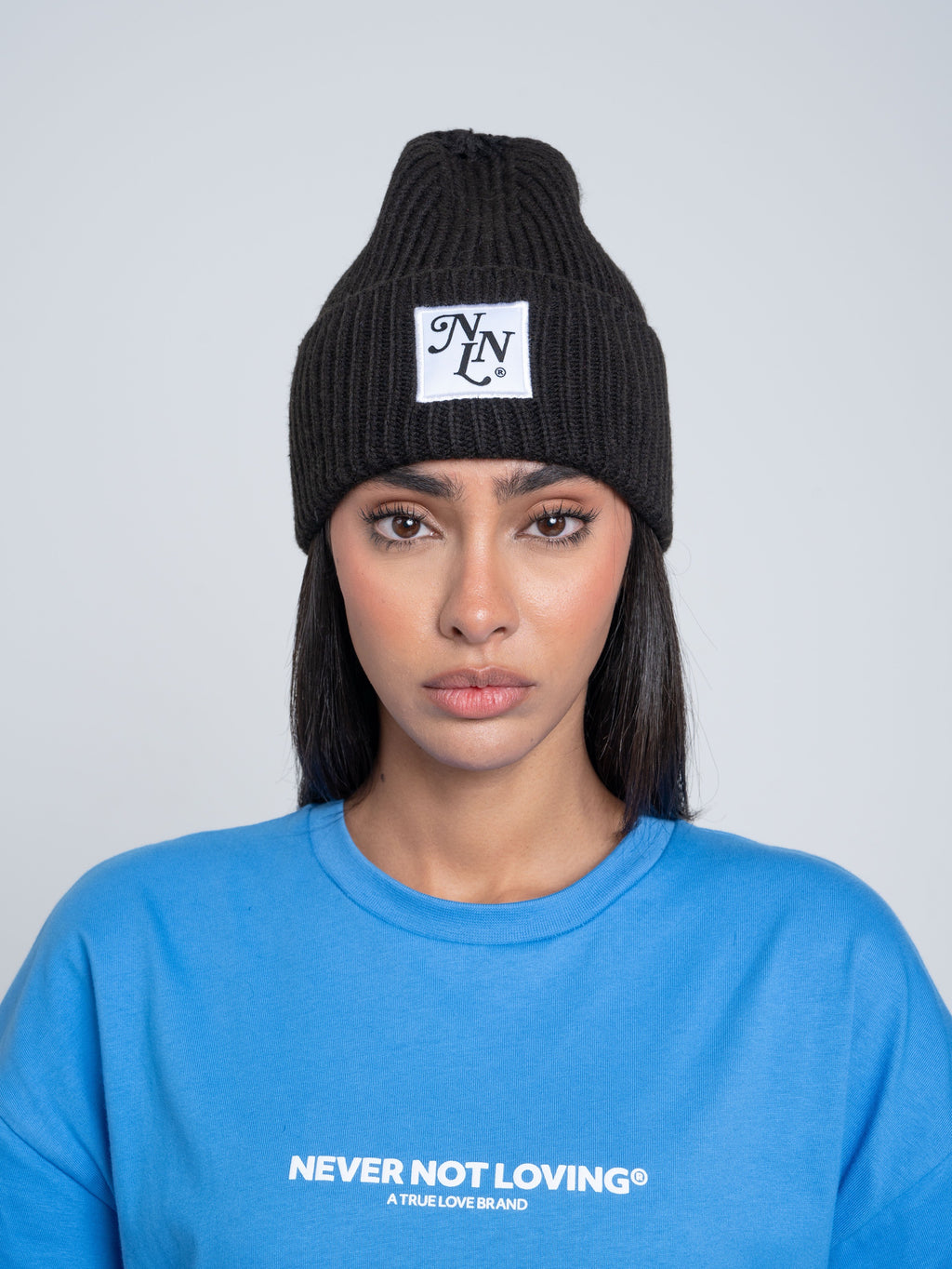 Ribbed Beanie NNL Letter Black