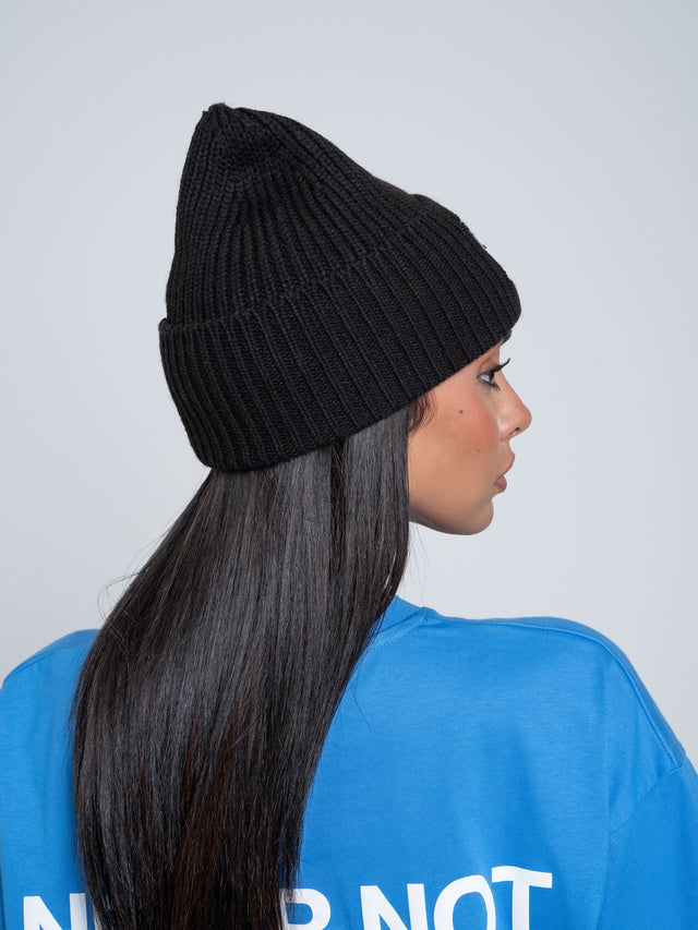 Ribbed Beanie NNL Letter Black