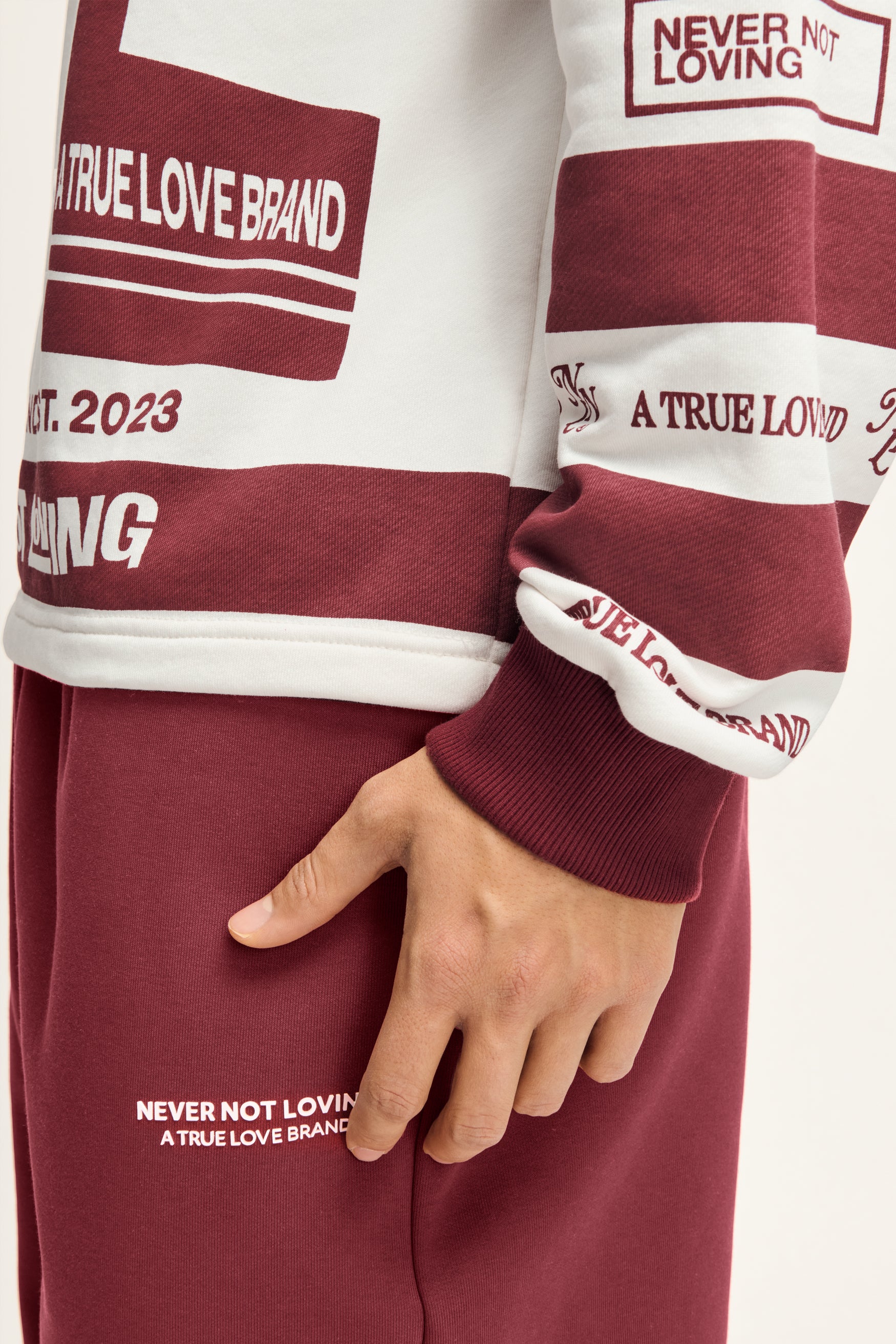 Vintage Polo Sweater Deep Red Off-White Unisex