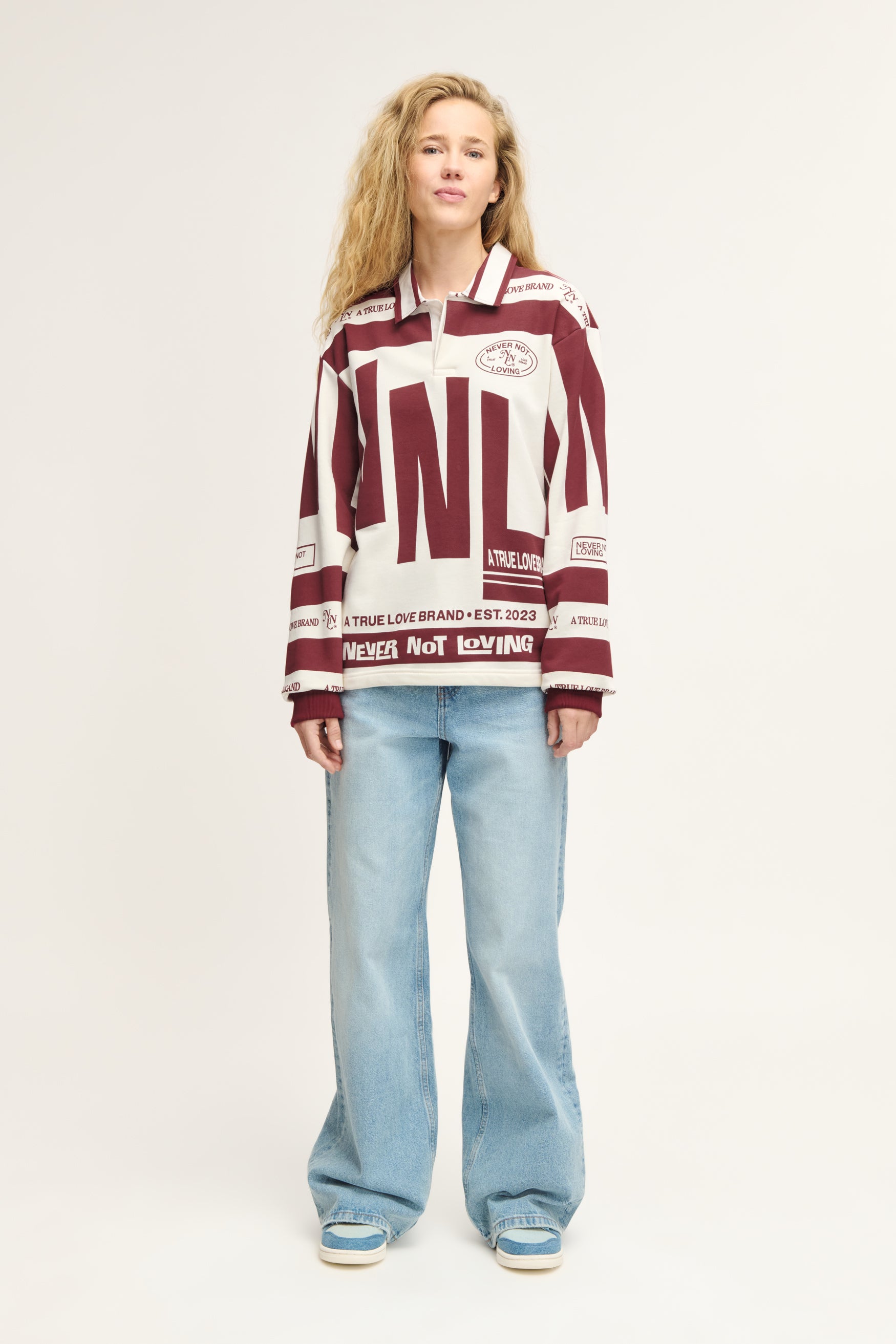 Vintage Polo Sweater Deep Red Off-White