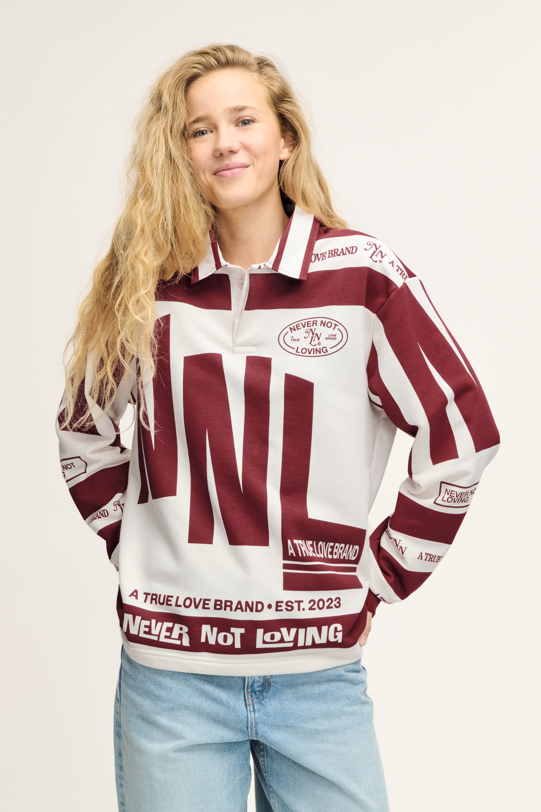 Vintage Polo Sweater Deep Red Off-White