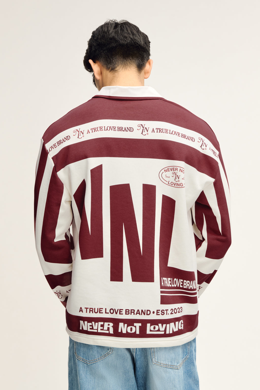 Vintage Polo Sweater Deep Red Off-White Unisex