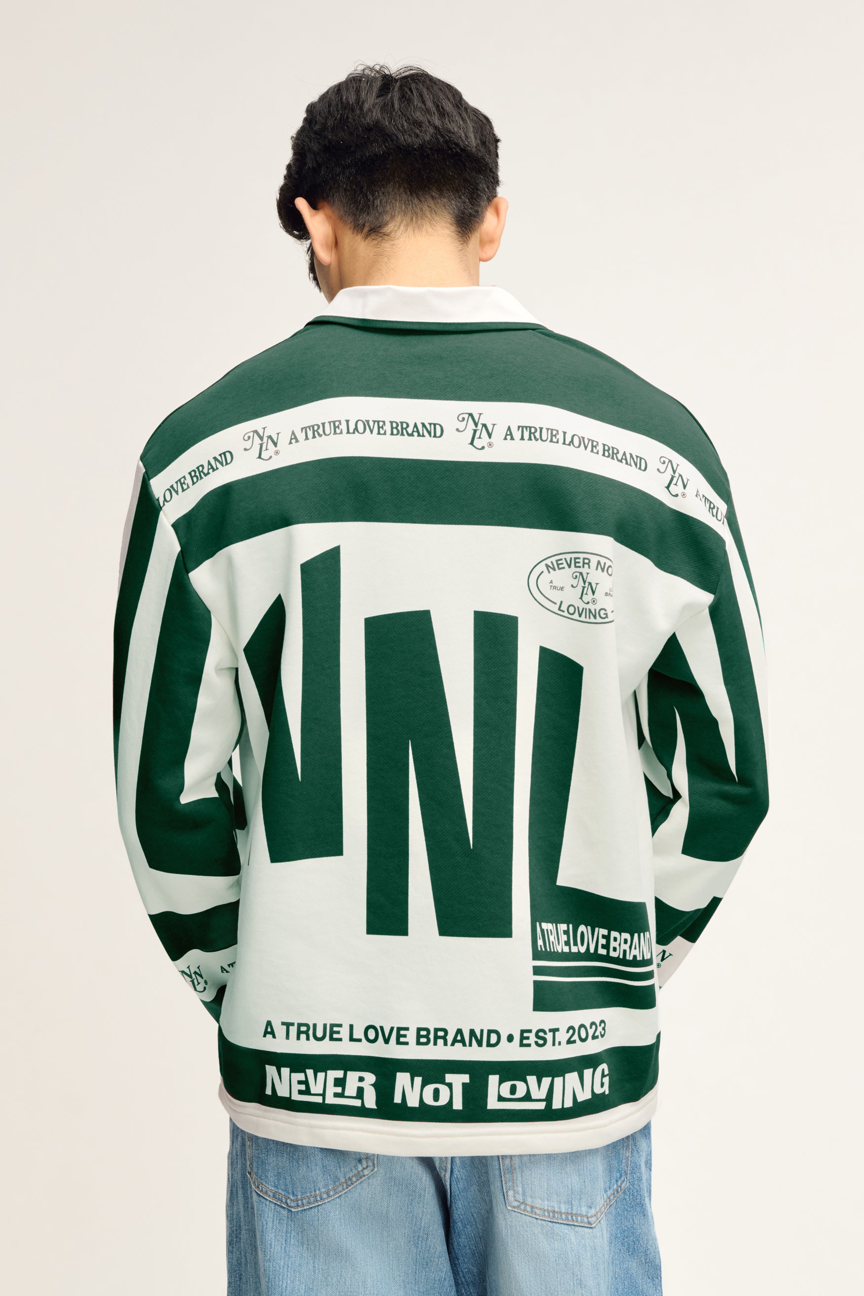 Vintage Polo Sweater Moss Green Off-White