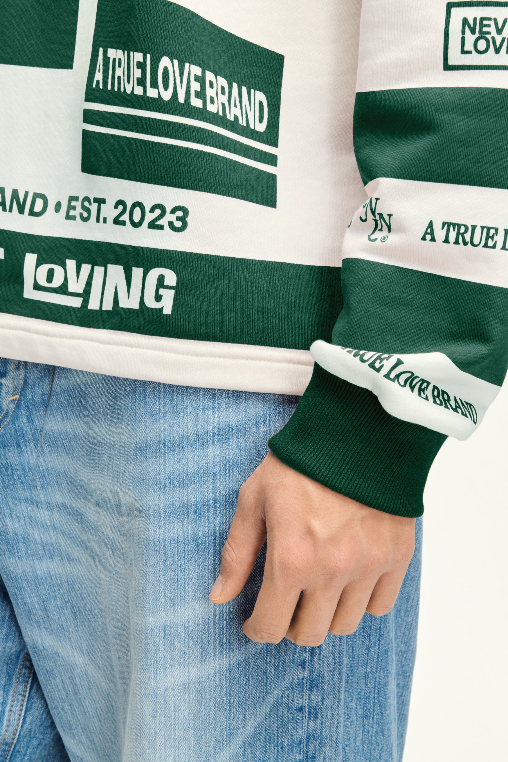Vintage Polo Sweater Moss Green Off-White