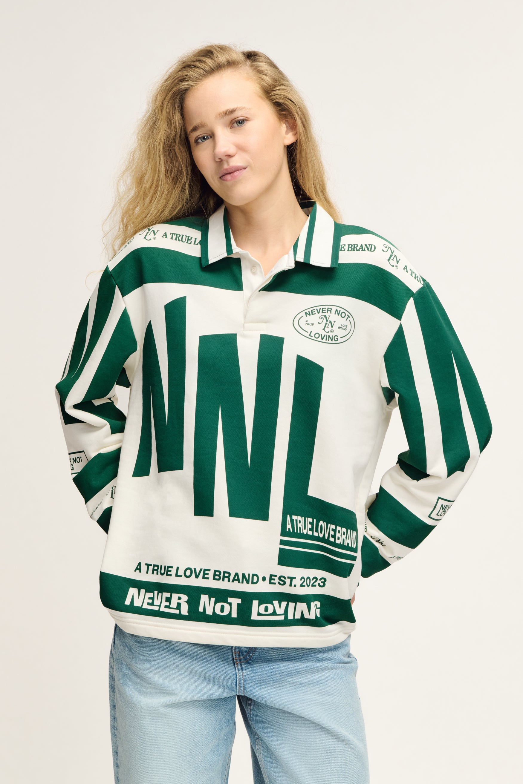 Vintage Polo Sweater Moss Green Off-White