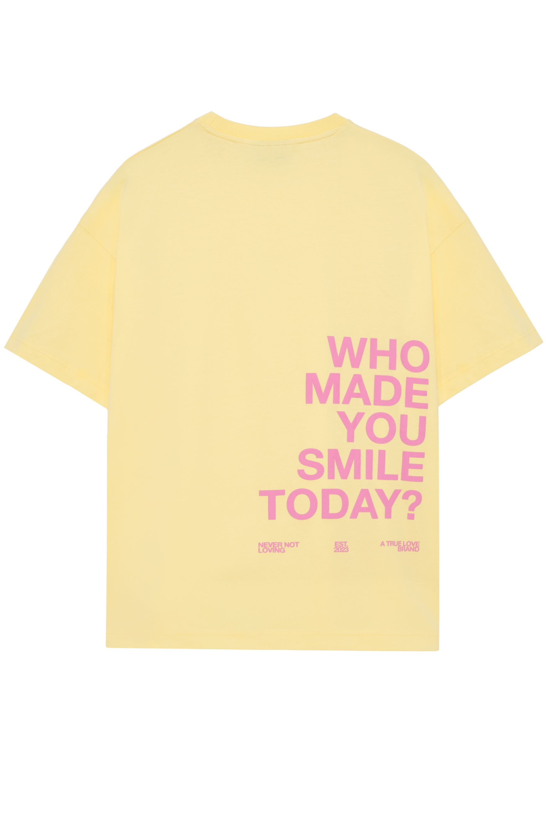 WHO MADE YOU SMILE T-SHIRT BUZZING YELLOW