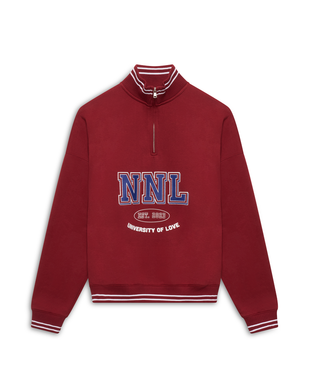 UNIVERSITY HALF ZIP SWEATER BORDEAUX