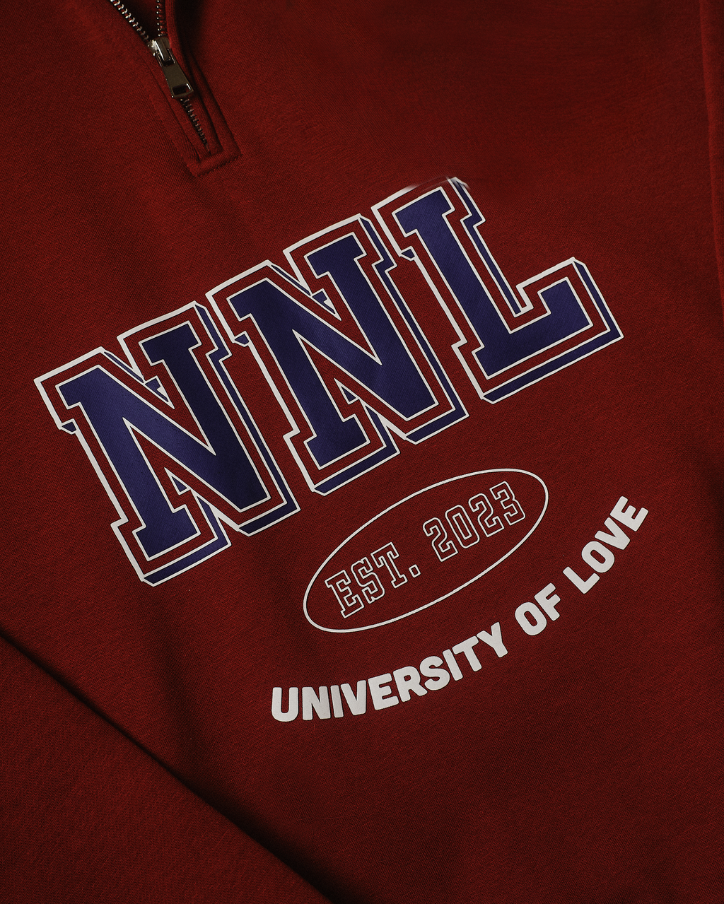 UNIVERSITY HALF ZIP SWEATER BORDEAUX