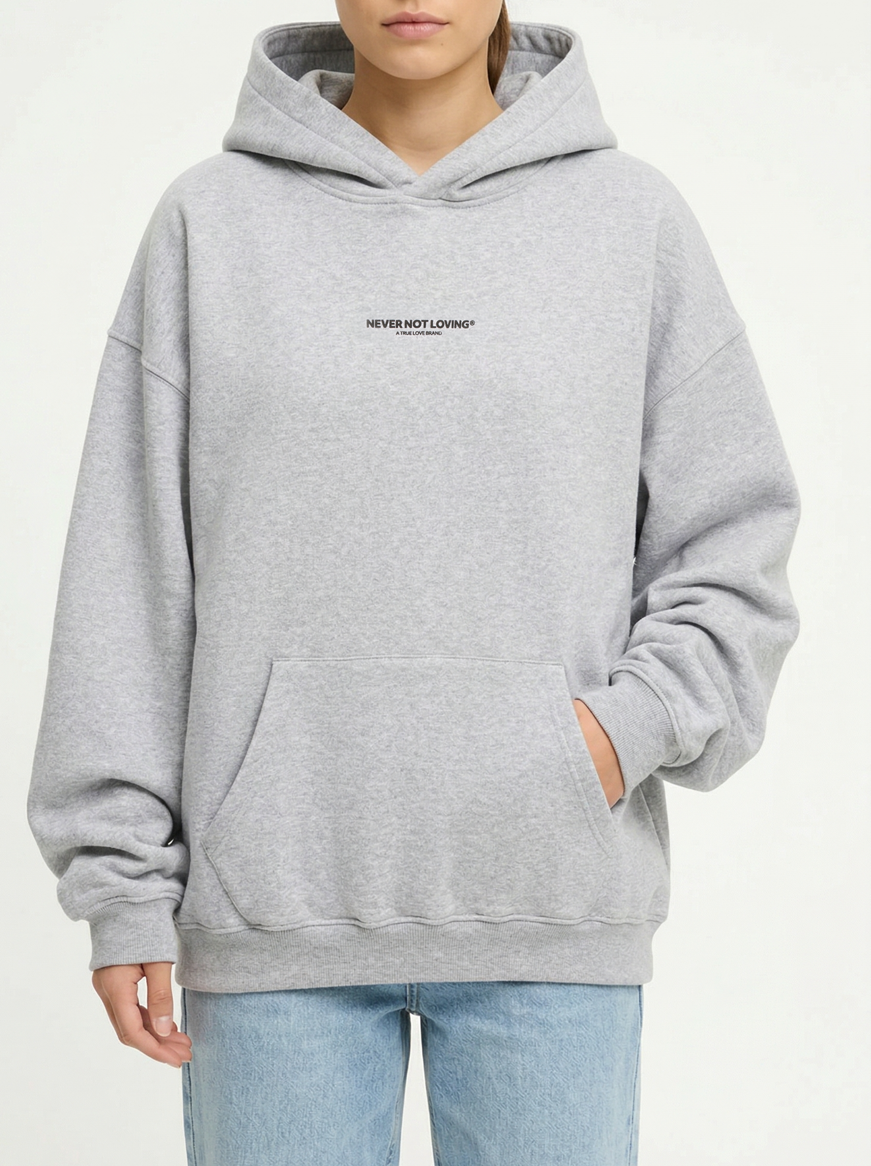 NEVER NOT LOVING HOODIE GREY MELANGE