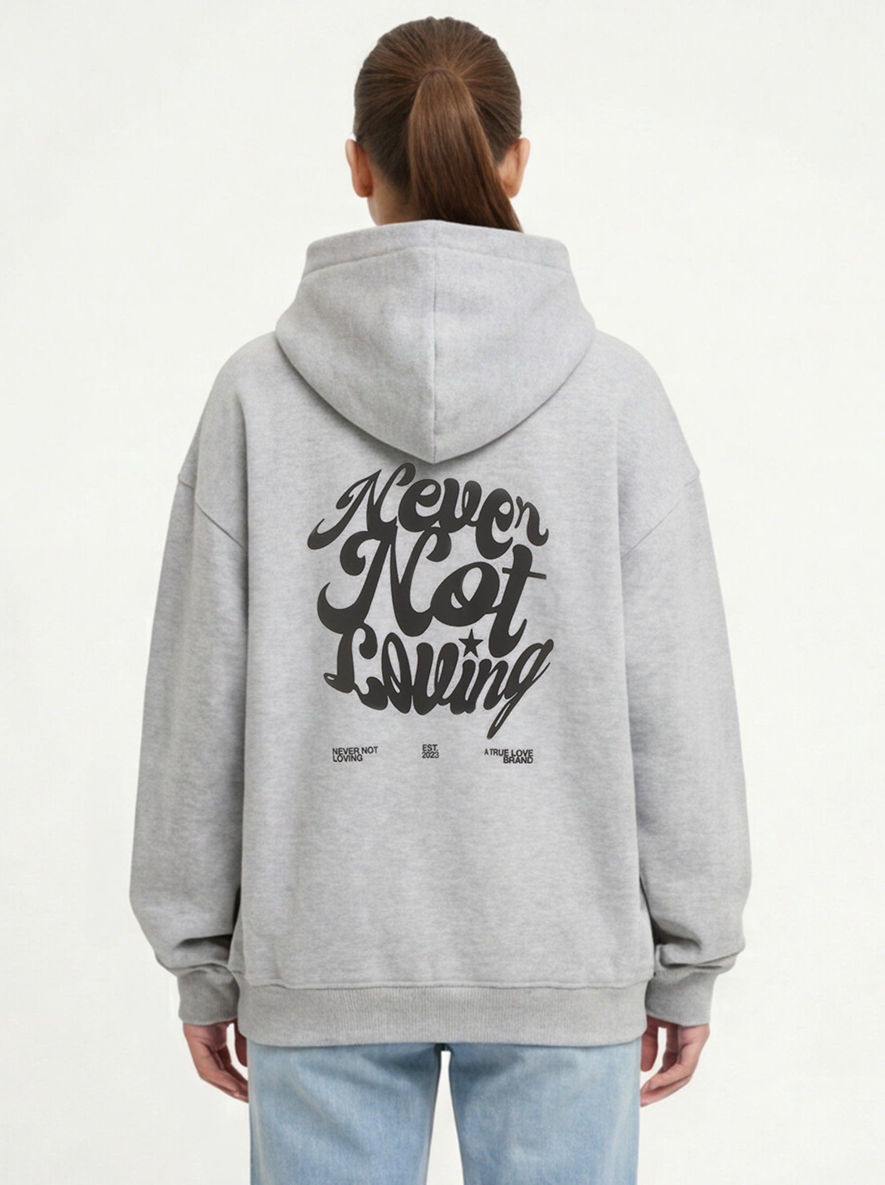 NEVER NOT LOVING HOODIE GREY MELANGE