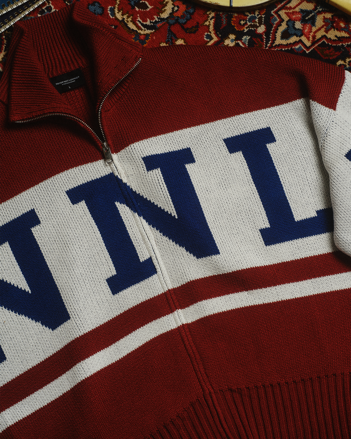 NNL KNIT ZIPPER JACKET BORDEAUX