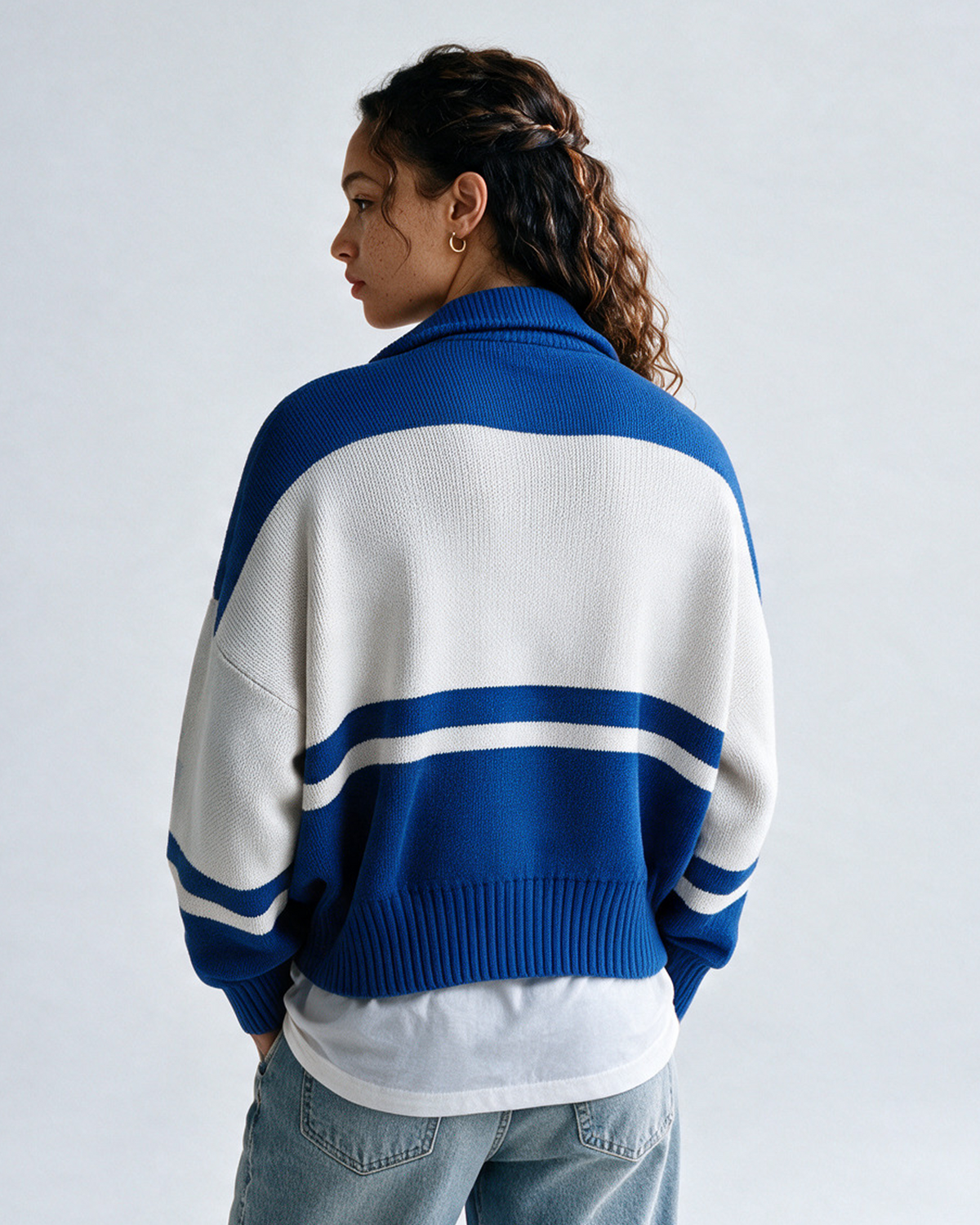 NNL KNIT ZIPPER JACKET BLUE