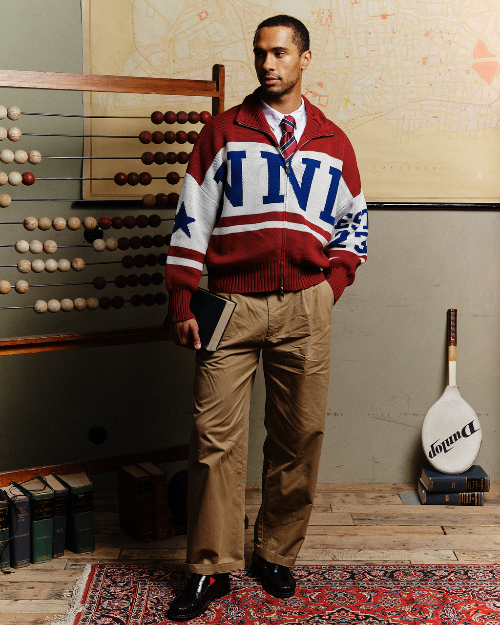 NNL KNIT ZIPPER JACKET BORDEAUX
