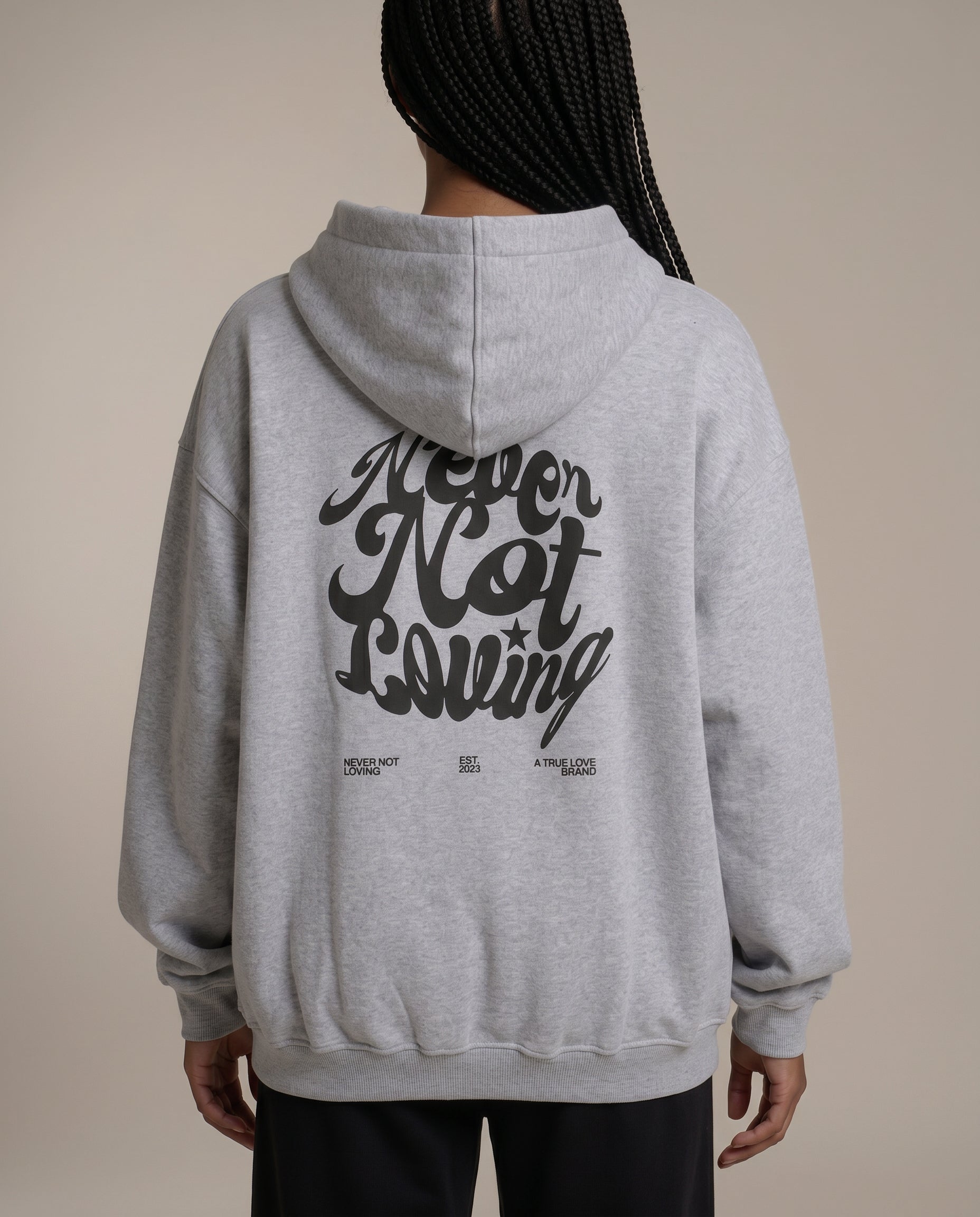 NEVER NOT LOVING HOODIE GREY MELANGE