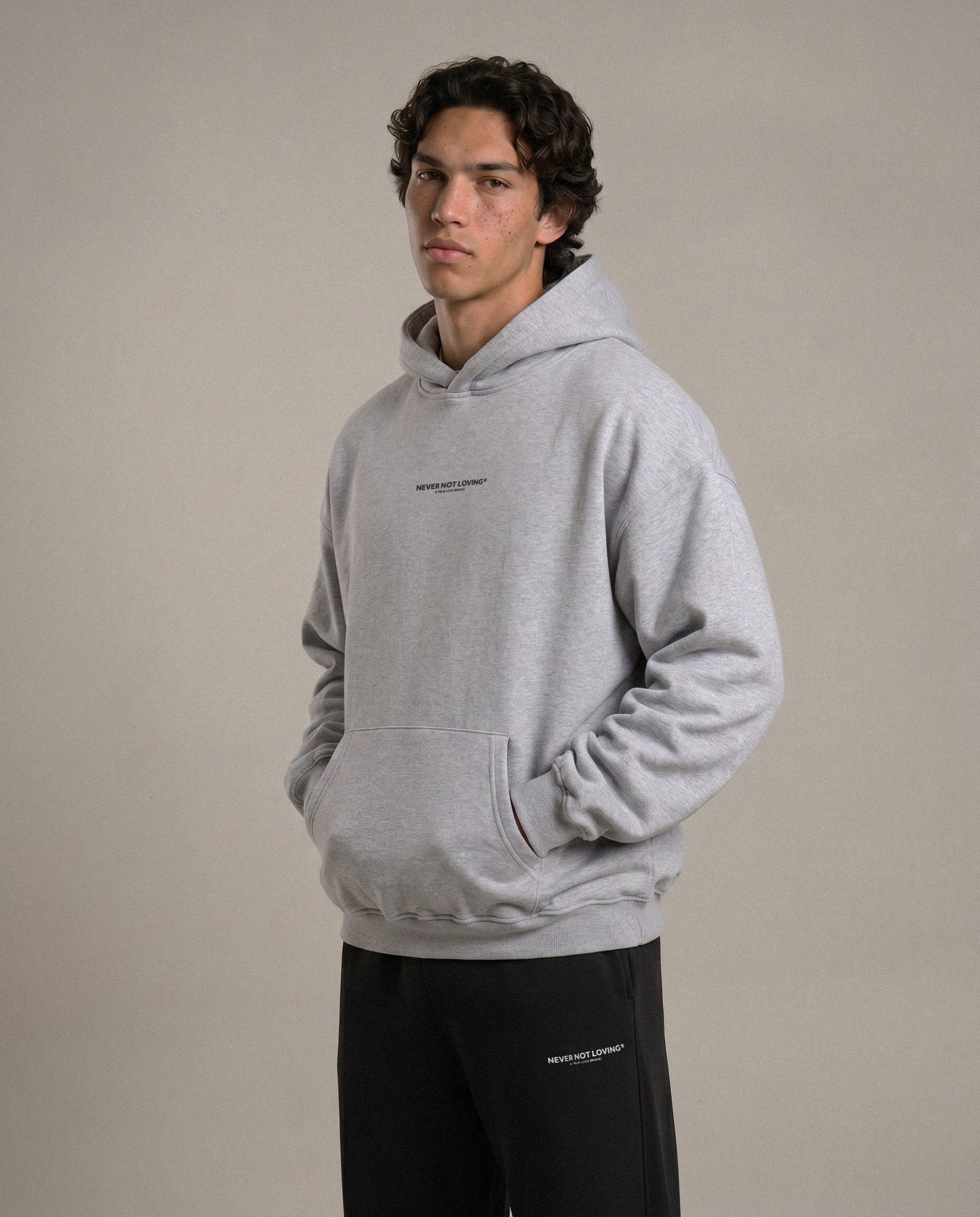 NEVER NOT LOVING HOODIE GREY MELANGE