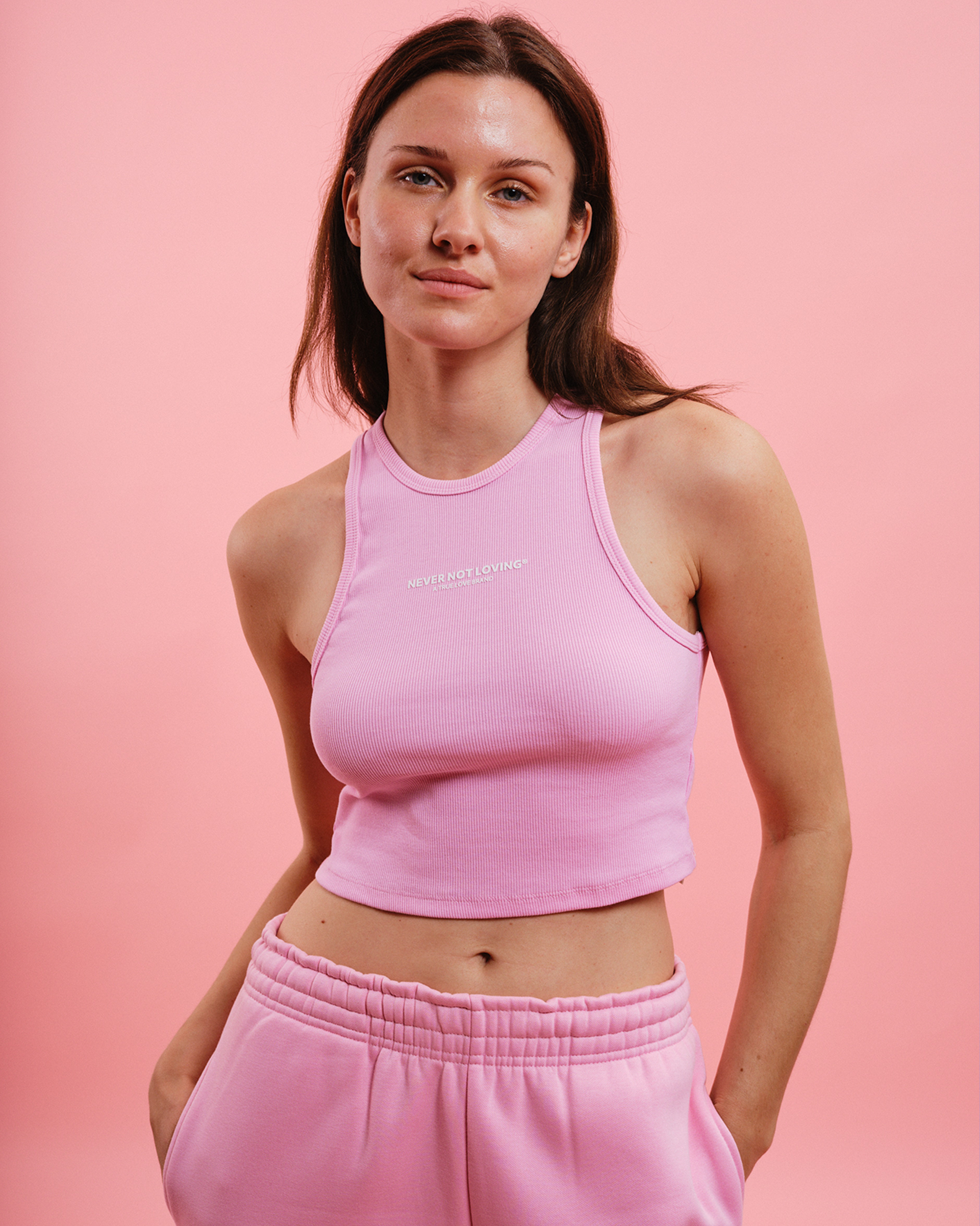 WOMEN'S CROPPED TANK TOP PINK BLOSSOM