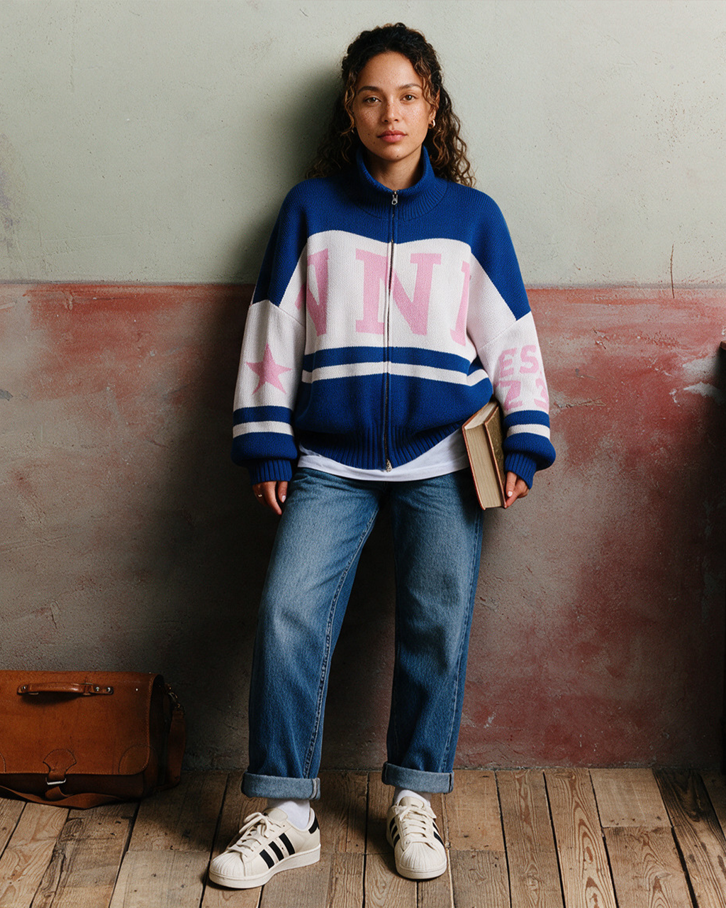 NNL KNIT ZIPPER JACKET BLUE